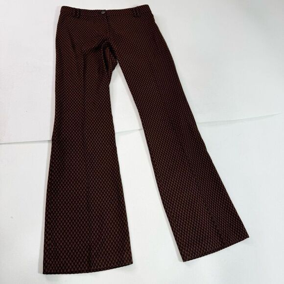 Leifsdottir Dress Pants Women 6 Brown WIde Leg Career Leaf Pattern Preppy Career - Picture 1 of 10